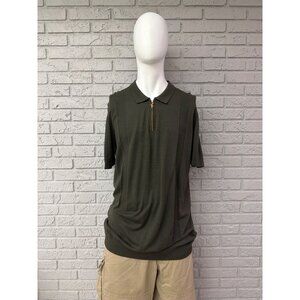 Father Sons Men’s Green Cotton Short Sleeve 1/4 Zip Sweater Size 3XL